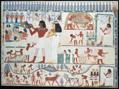 Agricultural scenes from the Tomb of Nakht (18th Dynasty), facsimile in the Metropolitan Museum of Art