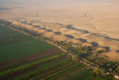 The sharp limits of the Nile's fertile floodplain, seen from satellite in 2009