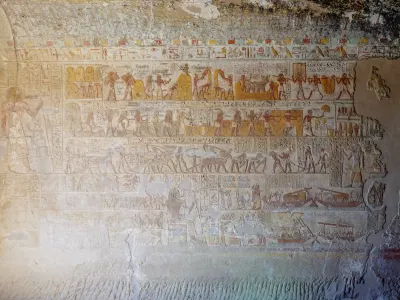 Painted scene from the rock-cut tomb of Paheri at el-Kab (Necheb