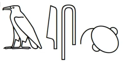 The hieroglyphic sign for brain, drawn from the Edwin Smith Papyrus. Early evidence that Egyptian physicians were observing and naming the s