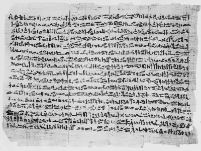 Hearst Papyrus, plate 2. Records practical remedies for injuries and infections